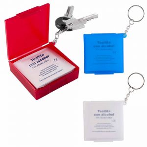 ESTUCHE-LLAVERO CON PADS DE ALCOHOL personalizada